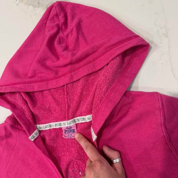 Vintage Victoria's Secret Love PINK Pullover Hoodie Dog Logo Pink Women's Medium - Picture 3 of 7